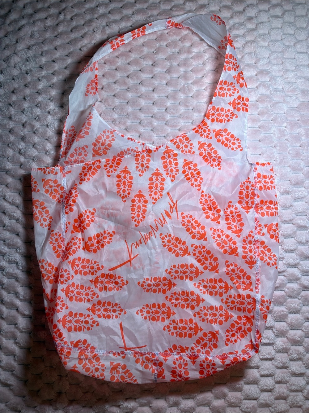 Lightweight Free People White and Orange Reusable Tote Bag